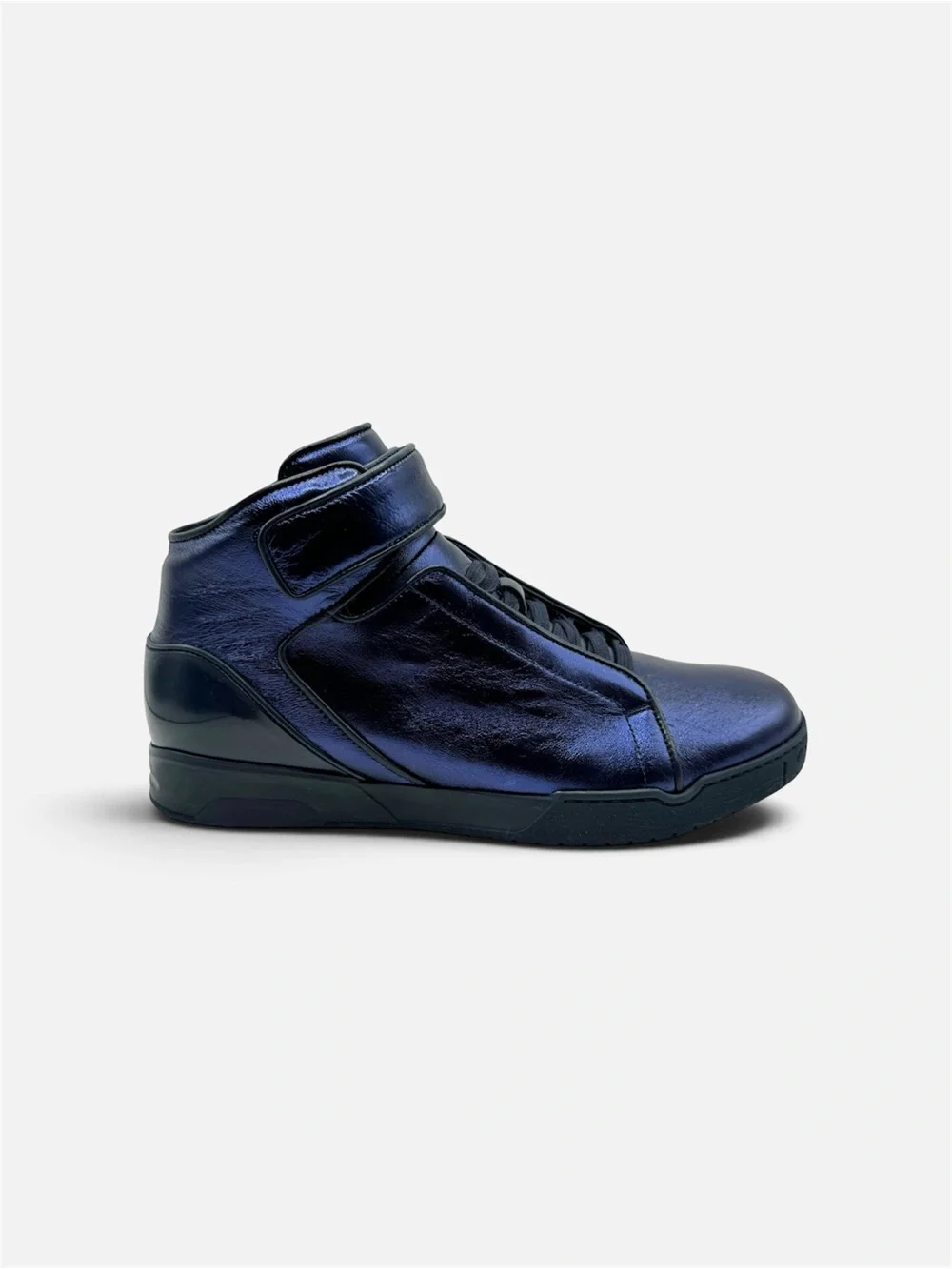 Gucci Blue Leather High Top Sneakers 337216 NIB